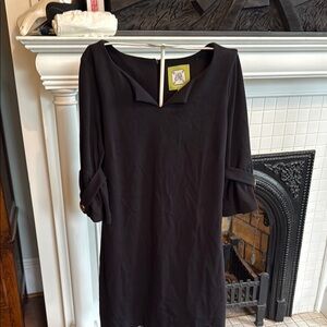 Elizabeth McKay Black 3/4 Sleeve monogram button dress- worn a bunch -still good